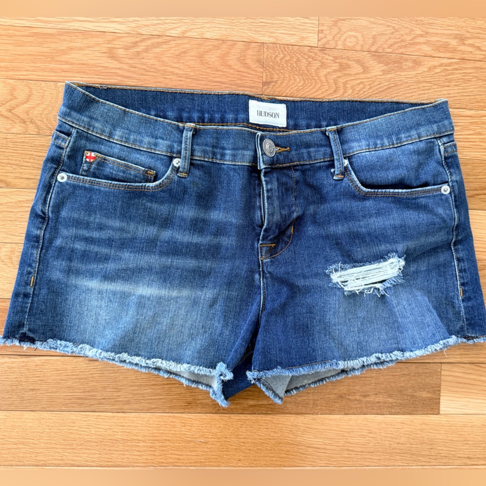 Hudson Jeans Distressed Blue Denim Shorts